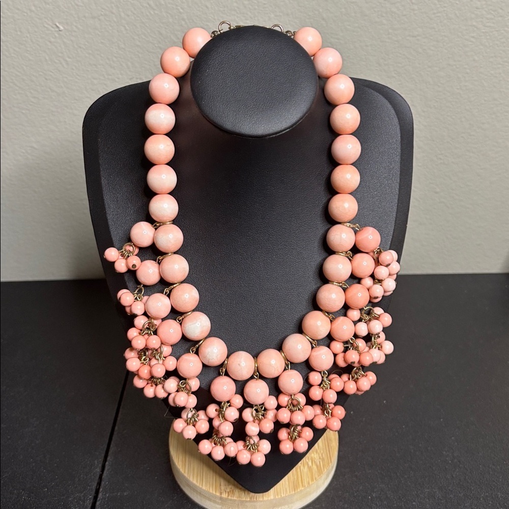 Vintage Elegant Pink Beaded Statement Necklace Cosplay Pinup